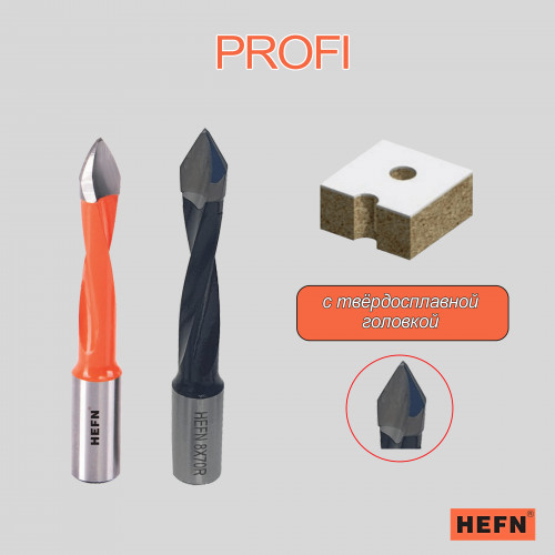 Сверло для сквозных отверстий для станка PROFI HEFN левое D6x70 S10 LH