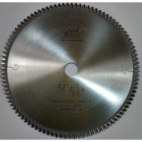 Пильный диск по алюминию и пластику Pilana 200x2.2/1.8x20 z100 87.1 TFZ N