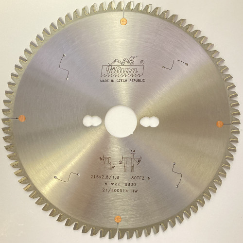 Пильный диск по алюминию и пластику Pilana 216x2.8/1.8x30 z80 87 TFZ N