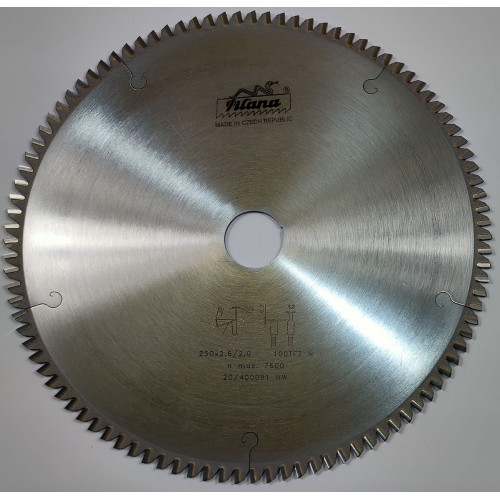 Пильный диск по алюминию и пластику Pilana 250x2.6/2.0x30 z100 87.1 TFZ N